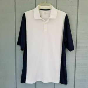Nicklaus Polo Shirt Mens Medium Navy Blue & White Colorblock Golf